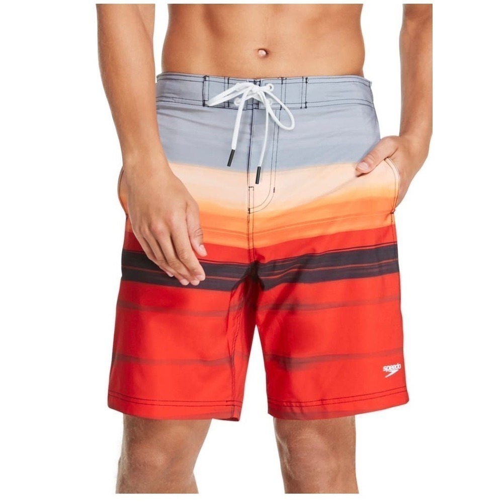 Speedo Men's Ombré Gradient Stripe Stretch 20" Board Shorts, Medium​​​​​​​​
